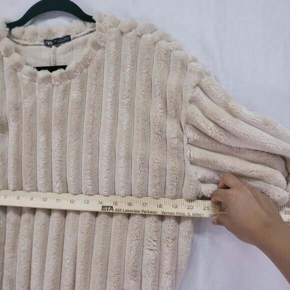 Zara Super Soft Ribbed Cropped Preppy Sweater Beige Pullover Top Size S - Picture 5 of 11